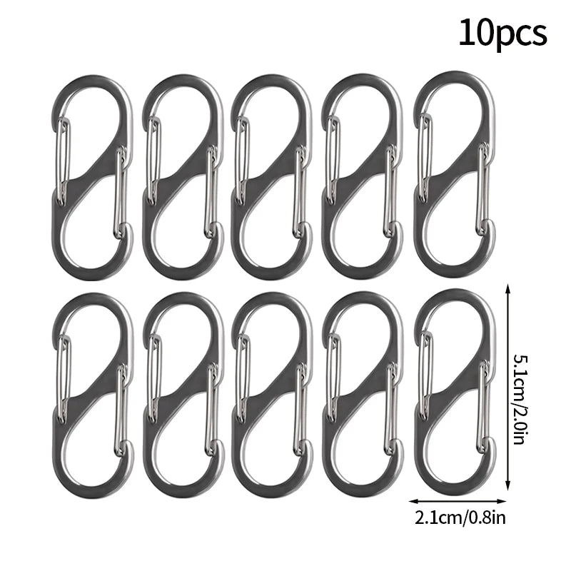 5PCS Tactical S-Type Carabiner Hooks – Mini Aluminum Keychain Clips for Camping & Hiking